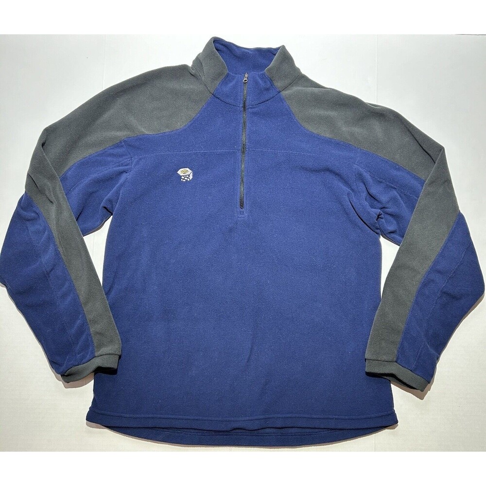 Mountain Hardwear Jacket Men XL Blue Gray Fleece 1/4 Zip Pullover Hiking Camping